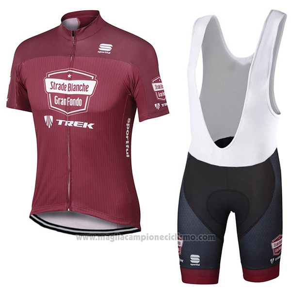 2017 Abbigliamento Ciclismo Strade Bianche Trek Rosso Manica Corta e Salopette